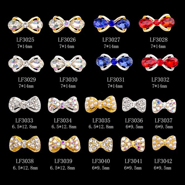 Tamax nar006 18 Stil 1pc 3D Rhinestones Tırnak Dekorasyonları Kristal Kelebek Bowknot Şekli Tırnaklar Cam Tırnak Sanat Araçları Aksesuarlar