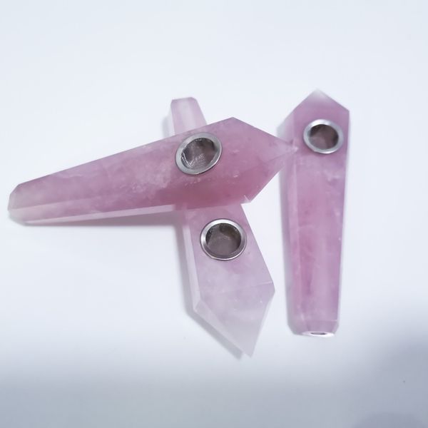 Розовый каменный шлифование натуральная порошка кристаллическая труба всасывающие трубы шестнадцатеричный призму экрани
