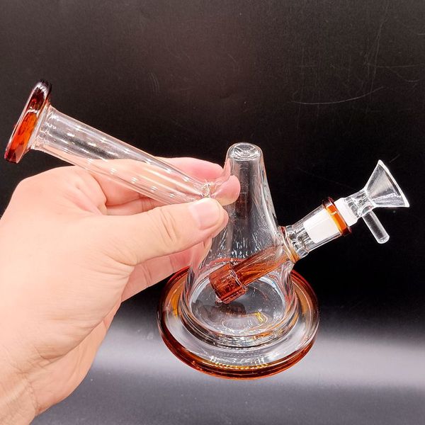 Mini 5,5 Zoll dicke Glas Bongs Shisha Conical Orange Rauchrohre mit männlichem 14 -mm -Gelenk