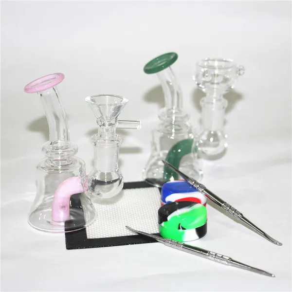 Mini narghilè bong in vetro per bong petroliferi, bong per acqua, colori femminili, gorgogliatore da 14,5 mm con ciotola in vetro
