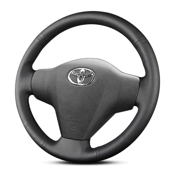 Coperchio del volante cucito in pelle nera personalizzata per Toyota 2008-2011 Yaris