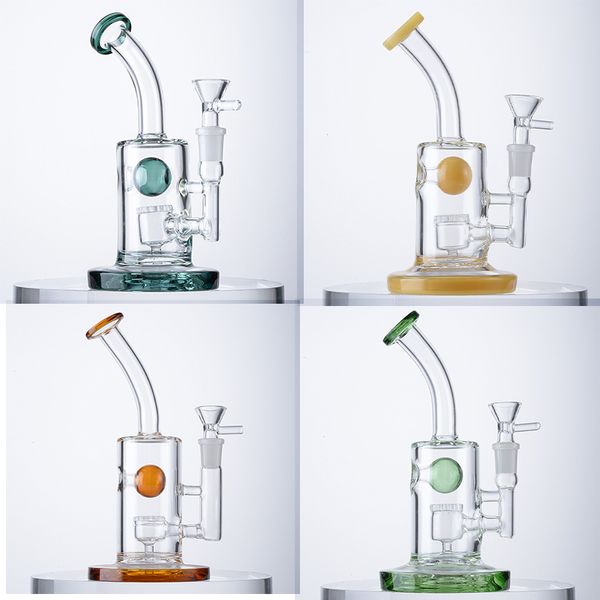 Jet perc nargile küçük 7 inç su boruları sıçrama koruma topu 14mm dab teçhizatlar kalın pyrex cam yağ sigara içme boruları bükülmüş tip bongs başlık kase dgc1316