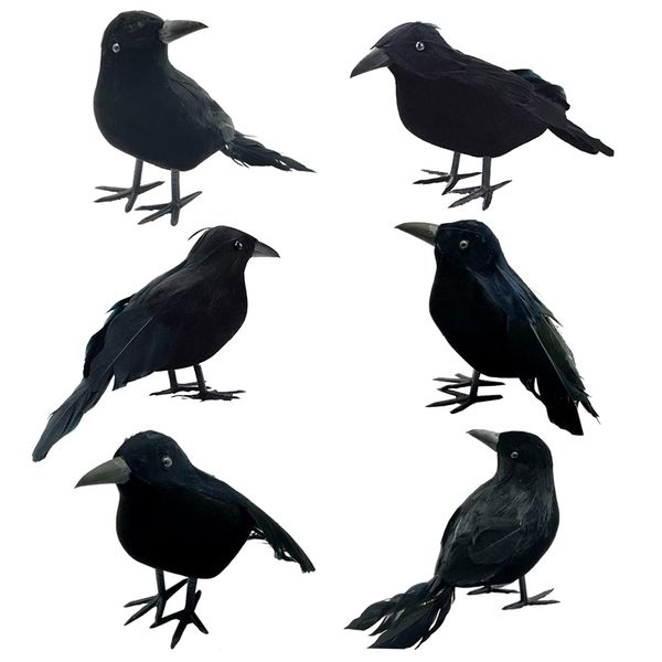 Andere festliche Partyversorgung Halloween schwarz gefiederter Krähe realistisch aussehende handgefertigt für Indoor Outdoors Ravens Birds Dekoration 220826