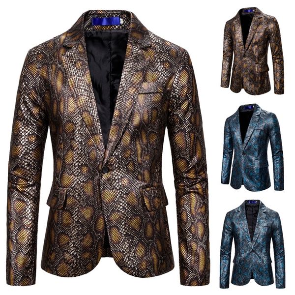 Erkekler Suits Blazers Erkekler Python Baskı Takım Butik Kişilik Blazer Erkekler Büyük Gece Kulübü Barındırılan Parti Elbisesi S-2XL 220826