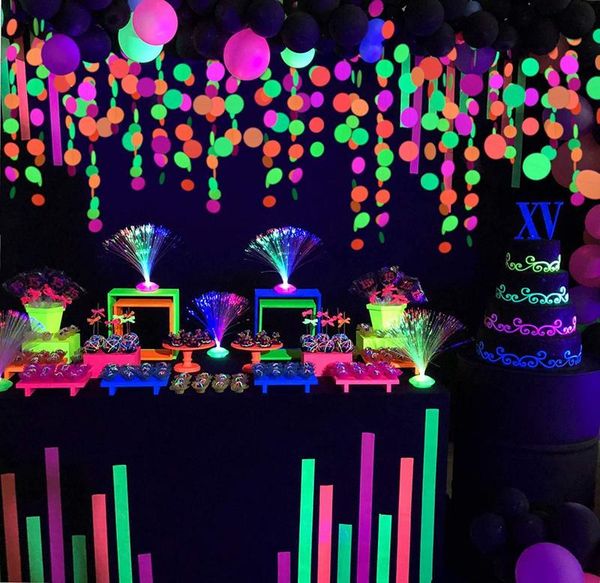 Altre forniture per feste festive Punti circolari fluorescenti Ghirlande Stelle filanti al neon Luce nera UV Bagliore reattivo Festa nuziale luminosa Decorazioni di compleanno per bambini 220826