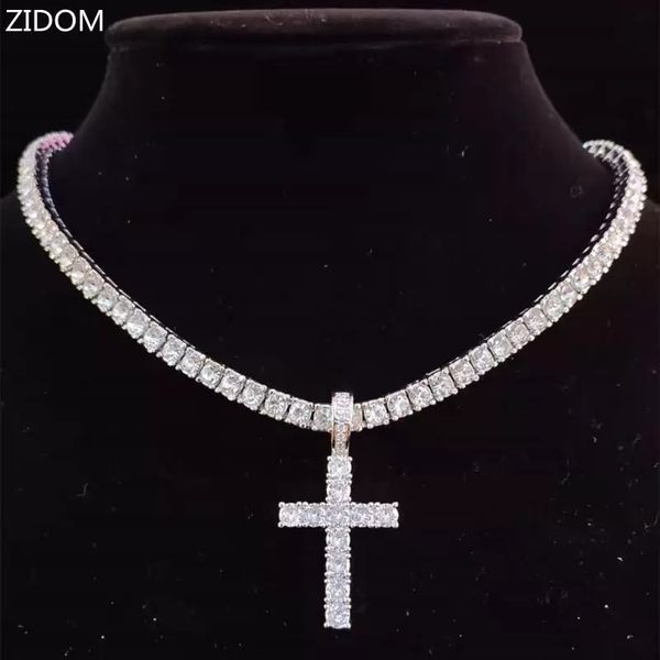 Tasarımcılar kolyeler küba bağlantı altın zincir zincirler Çapraz Kolye 4mm Zirkon Tenis Zinciri Buzlu Out Bling