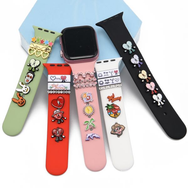 Bad Bunny Apples Band-Charms, Neuankömmling, Apple Watch, dekorativer Anhänger für Armbänder, Armband, Metallbein, dekorativ für Uhr, Sportarmband, Ornament