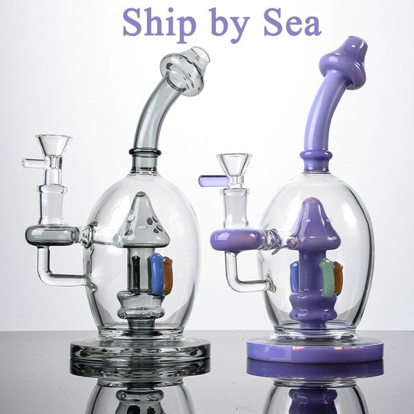 Unico stile palla di funghi Narghilè Bong in vetro Soffione doccia Perc Percolatore Tubi dell'acqua Tipo piegato Bocchino inebriante 14mm Dab Rig con ciotola Spedisci via mare