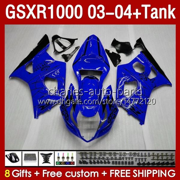 Обтекание плесени для инъекций для Suzuki GSXR-1000 K 3 GSXR 1000 CC K3 GSXR1000 2003 2004 Body 147NO.79 GSX-R1000 1000CC 03 04 GSX R1000 2003-2004 OEM-общежитие Глянцевое синее