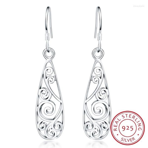 Baumelnde Ohrringe Großhandel Persönlichkeit Mode Ol Frau Mädchen Party Hochzeit Vintage Silber ausgehöhlt 925 Stempelfarbe Ye261Dangle Kronleuchter