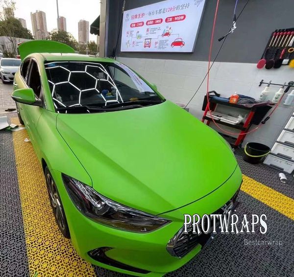 Premium Super Matte Vipper Green Vinyl Wrap Sticker per l'intero film di copertura del rivestimento dell'auto Serie 1080 con rilascio d'aria Colla iniziale a bassa aderenza 1,52x20m Rotolo 5x65ft