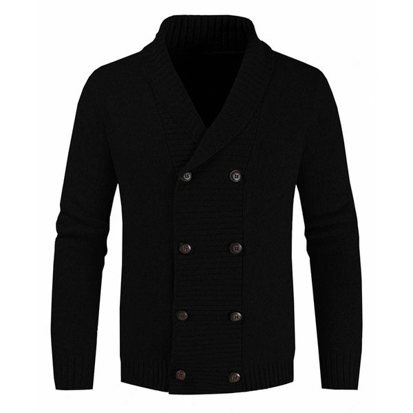 Giacche da uomo Cappotto maglione da uomo Cardigan tinta unita primaverile Cappotto lavorato a maglia dritto Uomo Casual manica lunga doppio petto Maglione con collo rovesciato 220826