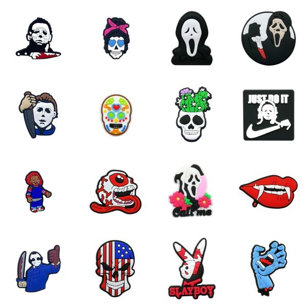 moq 20 pz film horror halloween toppers paglia silicone personalizzato copertura charms amici fai da te decorativo 8mm paglia rifornimenti del partito regalo