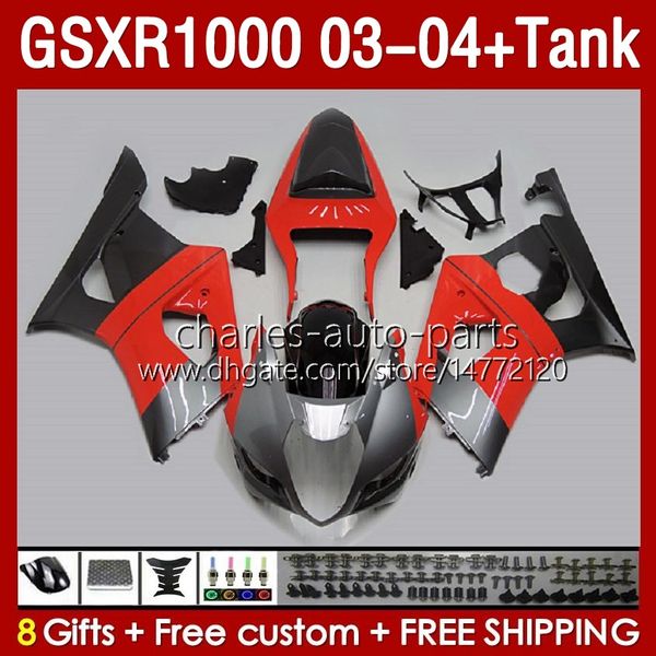 Suzuki GSXR-1000 K 3 GSX R1000 GSXR 1000 CC 03-04 Vücut 147no.17 1000cc GSXR1000 K3 03 04 GSX-R1000 2003 2004 Enjeksiyon Kalıp Uçu Kiti Kırmızı Siyah