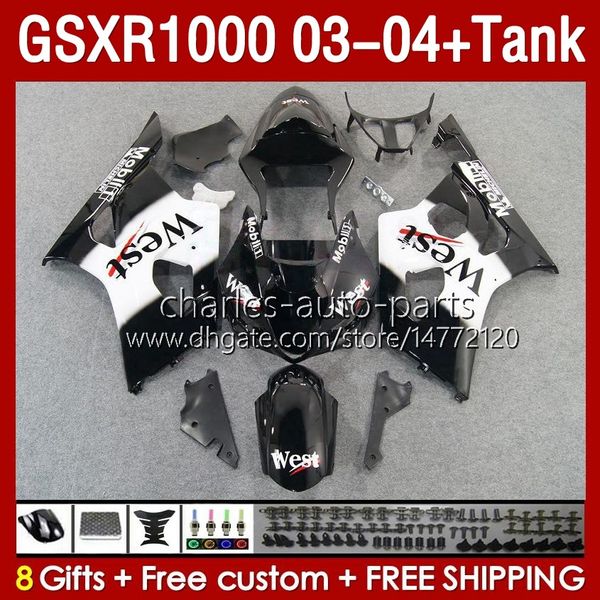 Suzuki GSXR1000 GSXR-1000 K 3 GSX R1000 GSXR 1000 CC K3 03 04 Vücut 147no.51 GSX-R1000 2003 2004 1000cc 2003-2004 OEM kaplama tankı Black West Blk