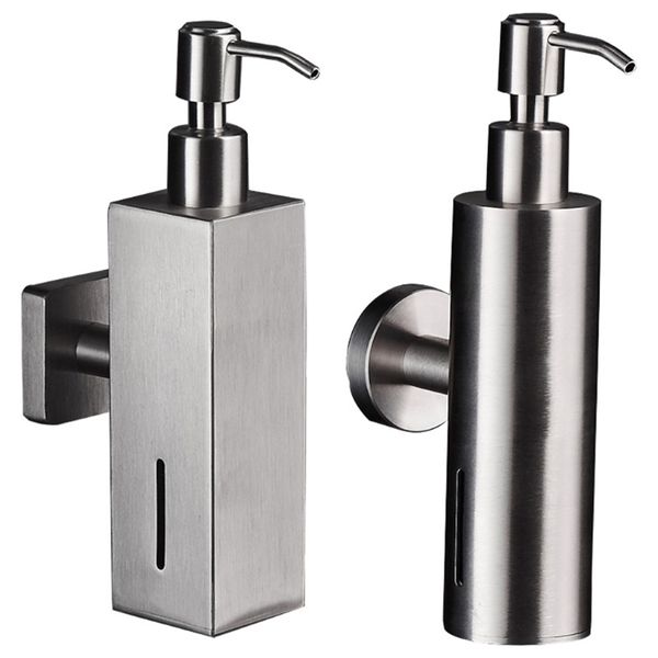 Sıvı Sabun Dispenser Paslanmaz Çelik Fırçalı Nikel Binan Banyo Şampuan Kutusu Konteyner Duvarı Monte 200ml 220827