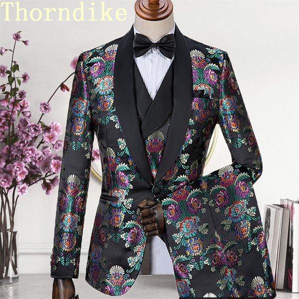 Mens Suits Blazers Thorndike Bonito Jacquard Black Jacquard Dinner Custom Made Tuxedo para Formal para MenjacketvestPants 220826