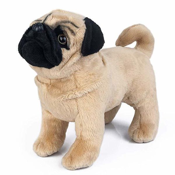 12 pollici realistici in piedi Pug Dog morbidi animali di peluche giocattoli di peluche regali di Natale di compleanno per bambini