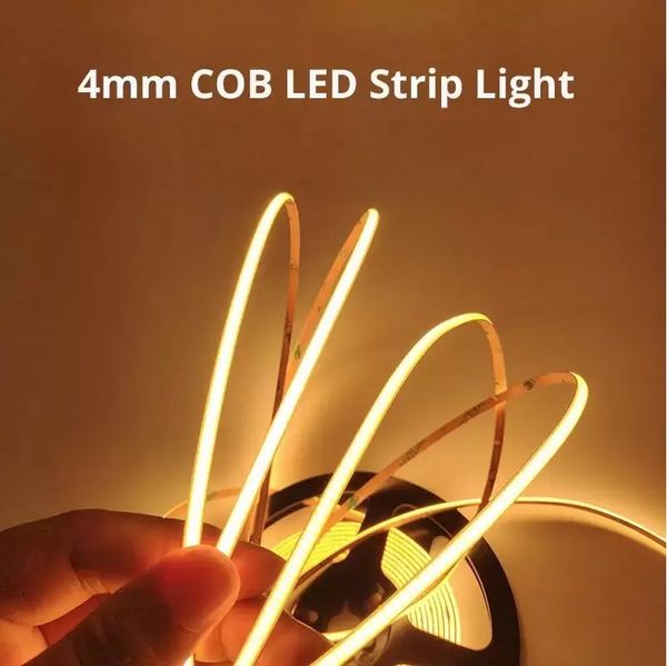 4 mm schmale LED -Streifen 12 V 480 LEDs hohe Dichte Flexibler COB -LED -Streifen Leuchtstangenklebeband Beleuchtung RA 90 3000K 4000k 6000k