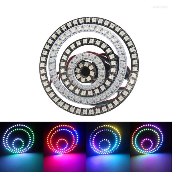 Tiras individualmente endereçáveis ​​ws2812b anel pixei 8/16/24/35/45LEDS RGB LED WS2812 IC Buiit-in Moduie Strip Lights