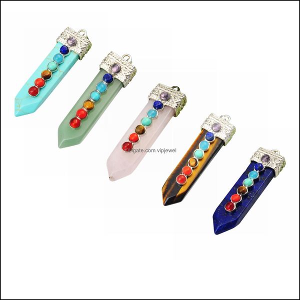 Colares de pingentes sete pingentes em forma de espada de chakras para homens e mulheres que significam entrega de gotas de moda 2021 j￳ias vipjewel dhw1t