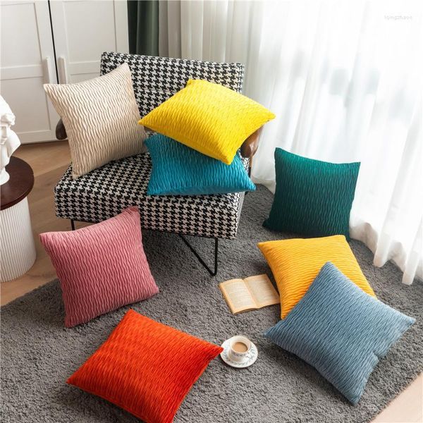 Travesseiro de coloração sólida veludo tridimensional pequeno triângulo de textura sofá capa