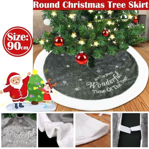 Tappeti Grande Gonna rotonda per albero di Natale Base Tappetino per tappeti Decorazioni natalizie per la casa90CM