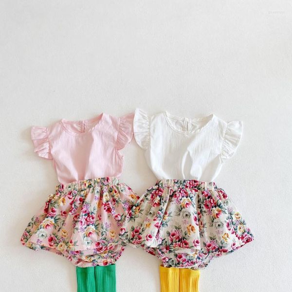 Conjuntos de roupas hetiso algodão floral 2 pcs bebê para meninas bebês nascidos roupas de menina tamanho 0 3 6 12 anos