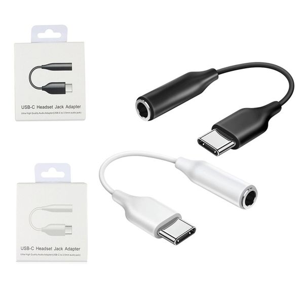 Adaptadores de telefone celular Tipo C USB-C Male para 3,5 mm Adaptador de cabo AUX AUX Audio feminino Jack para Samsung Note 10 20 Plus With Retail Package