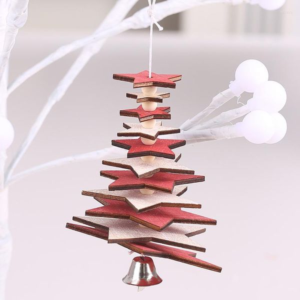 Decorazioni natalizie 1PC Anno 2022 Ornamento 3D Pendenti appesi in legno Stella Albero di Natale Campana per la casa Navidad