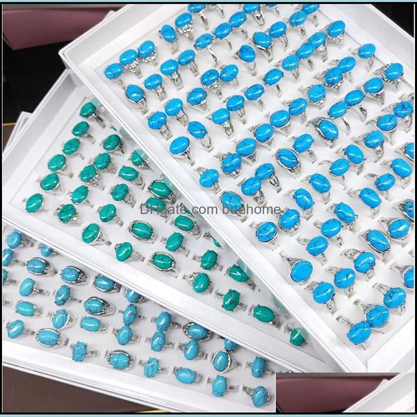 Solitaire Ring Wholesale 50pcs Mix Styles Colorf Ringos de pedra turquesa para mulheres Jóias de moda feminina Brand tzqnd fn6st Drop de dhj31