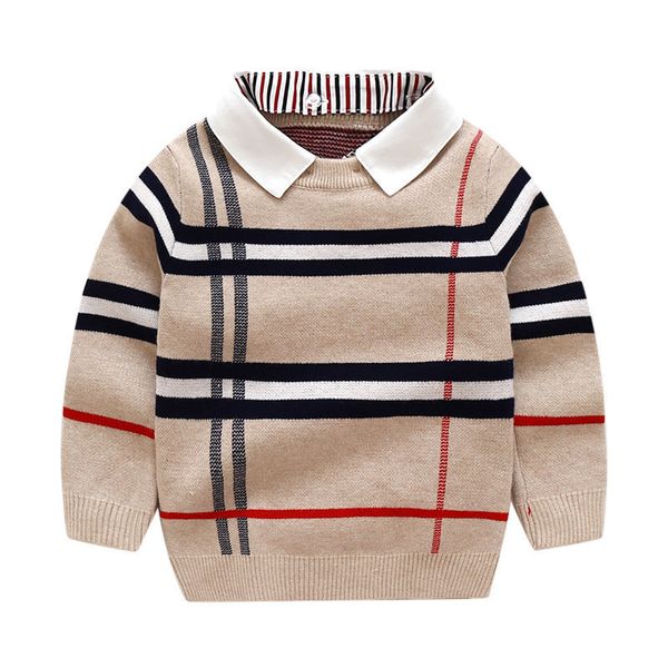 designer Moda per bambini Cardigan maglione scozzese lavorato a maglia Pullover di cotone maglioni stampati per bambini Maglione di lana misto abbigliamento per ragazzi e ragazze