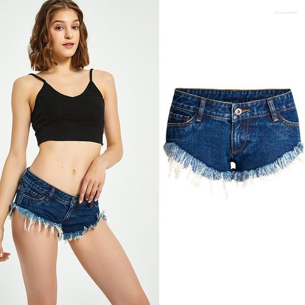 Damen-Shorts, Sommer-Damen-Quaste, sexy Super-Denim für Damen, niedrige Taille, Jeans, weiblich, Blau, Übergröße