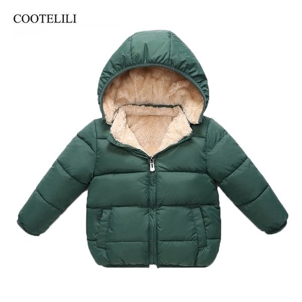 Вниз пальто Cootelili Fleece Winter Parkas Детские куртки для девочек, мальчики теплые толстые бархатные детские детские крово