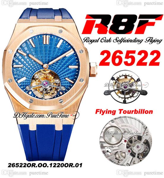 R8F V3 Flying Tourbillon A2950 Orologio automatico da uomo a carica automatica 2653 Extra sottile 41 mm in oro rosa SIHH quadrante blu cinturino in caucciù 2022 Super Edition Pureitme D4