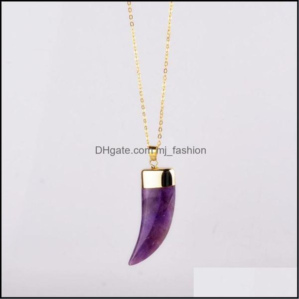 Anhänger Halsketten Vintage Quarz Kristall Halskette für Frauen Goldkette Naturstein Amethyst Anhänger Schmuck Drop Lieferung 2021 MJ Dh5Wb