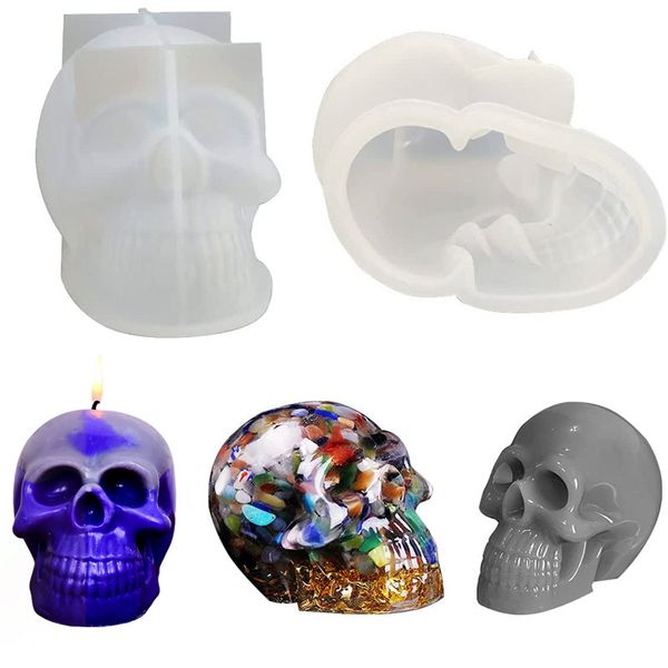 Altre arti e mestieri Stampo per candele in silicone a forma di teschio di grandi dimensioni Stampo epossidico per sapone fatto a mano Stampi per cubetti di ghiaccio Silicone Halloween Decorazione per la casa Commestibile 20220826 E3