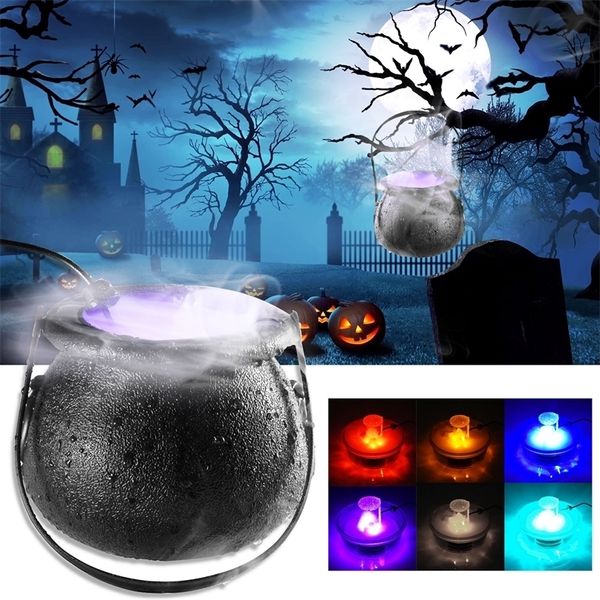 Party Dekoration Halloween Hexe Topf Rauchmaschine Nebelmaschine Wasserbrunnen Ger Farbwechsel Prop 220826