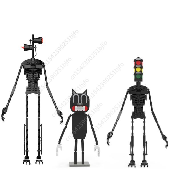 Blocchi Moc Scena di gioco horror Testa di sirena Classico mostro meccanico Building Block Modello di assemblaggio Robot nero Ragazzo giocattolo regalo 220827