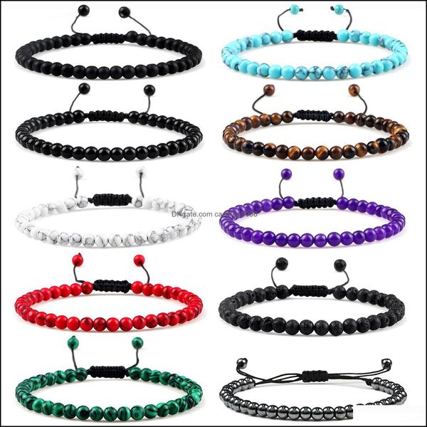 Fili di perline 4mm mini braccialetti di perline di pietre preziose per le donne ragazza filo perline di cristallo fatti a mano regolabili power stretch unisex coupl dhlrj