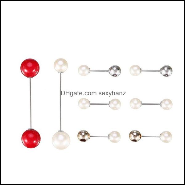 Штифты броши Статор Шаль Клип Двойной Имитация Жемчужной Брош Бейт Пвита