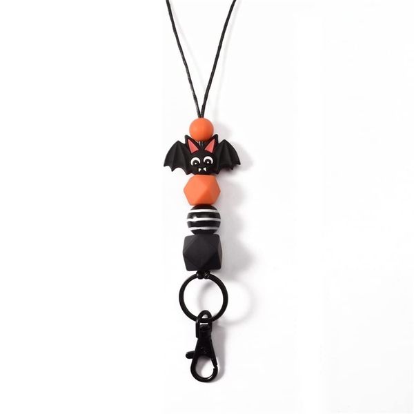 Schlüsselanhänger-Design, Halloween-Lanyard, Silikonperle, niedliche Halskette, Schlüsselanhänger, Ausweishalter, Breakaway-Lehrer-Anhänger, Geschenk 220826