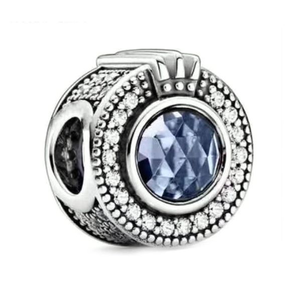 Legierung Metalle Lose Perlen Charme Blue Gems Crown für Pandora DIY Schmuck Europäische 3mm -Armbänder Armreifen Frauen Mädchen Geschenke B031