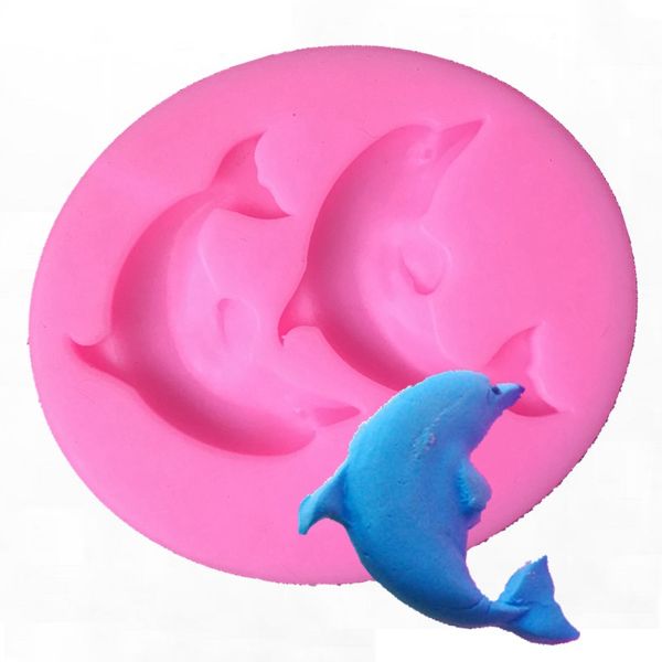 Dolphin Cake Mold FONTANT MOLDS SILICONS Candy Bolos de chocolate Peixe molde Diy Ferramentas de cozimento de pão fazendo moldes criativos Animal marítimo Craft 1222946