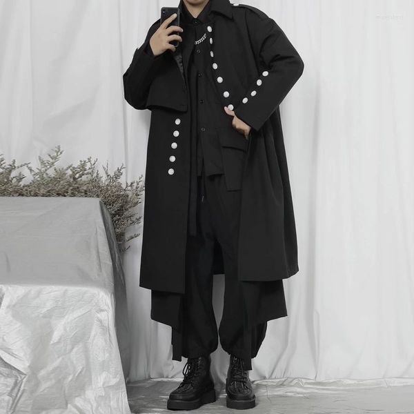 Trench maschili Coach da uomo Design del cappotto per vento da uomo Autunno grande tendenza sciolta giapponese scuro