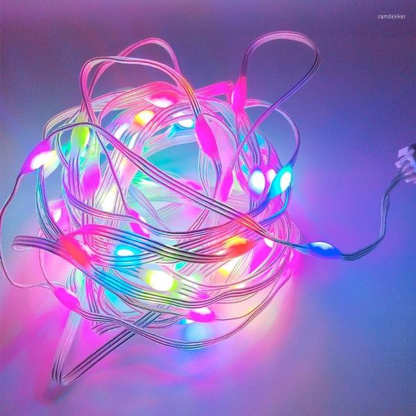 Stringhe 5m 5V WS2812 RGB Pixel LED String Light Dream Color indirizzabili individualmente lucine per la festa di nozze Decorazione natalizia