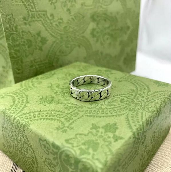 Роскошные дизайнерские серебряные буквы Ring Rings Chect Pattern Ring Bague для унисекса мужчина женская леди свадебные свадебные украшения с коробкой
