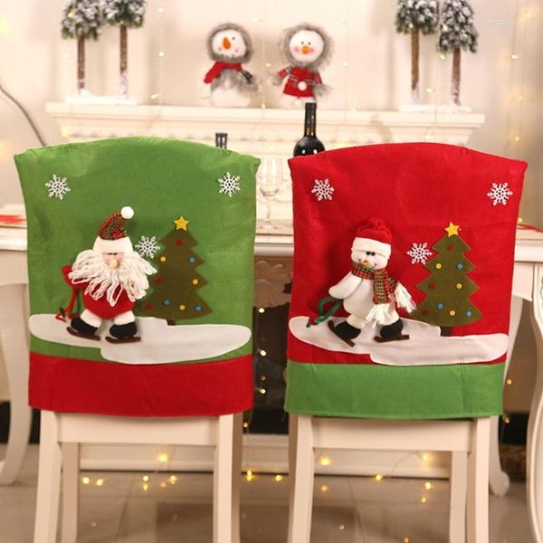 Sandalye kapakları Noel Baba/Elk/Snowman Mutfak Mutfak Masa Masası Noel Kapağı Ev Partisi Dekoru Fundas Para Sillas De Comedor