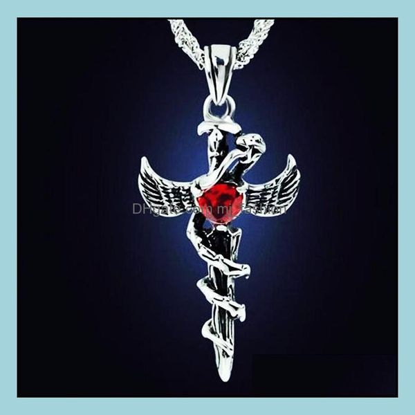 Anhänger Halsketten Europa und Amerika Punk Halskette Engelsflügel Serpentinenkreuz Herren Coole Accessoires Drop Lieferung 2021 Schmuck Penda Dhzng