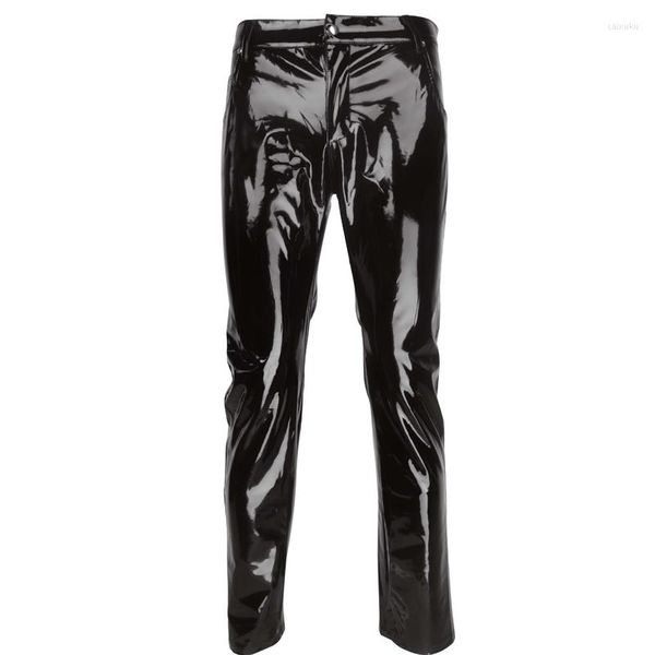 Pantaloni da uomo Taglie forti Moda Sexy Lingerie da uomo Leggings aderenti in pelle verniciata PVC lucido per abiti Clubwear 2022